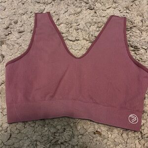 Savvi Women’s Ribbed Textured Dusty Rose Pink Mauve Ashtanga Sports Bra Large L